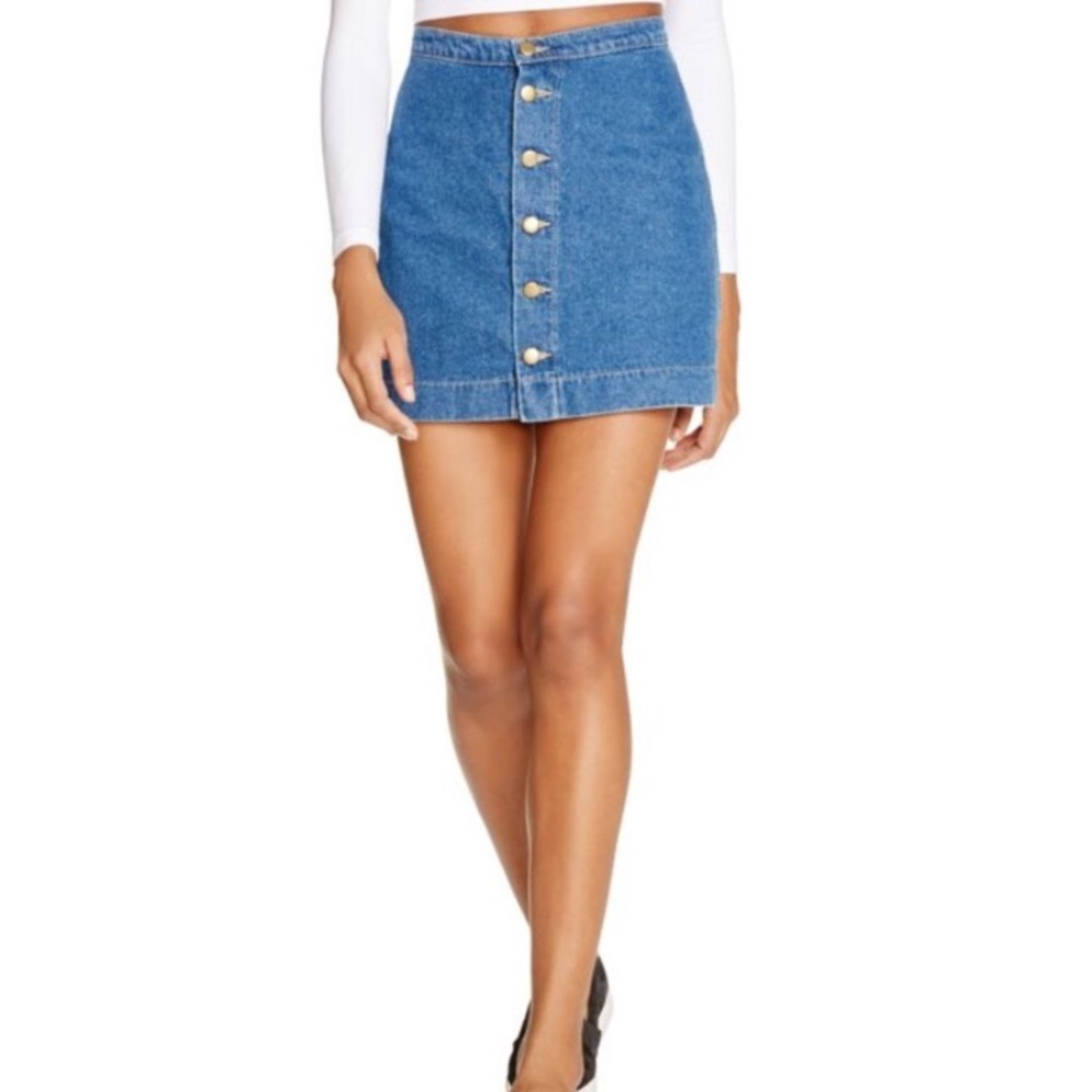 American Apparel Blue Denim Button-Front Mini Skirt